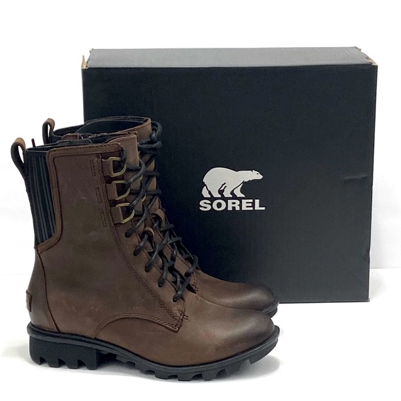New Sorel Women’s Phoenix Leather Combat Boots - Picture 2 of 13